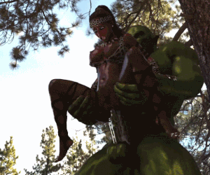 Amaya and the Orc 3D GIF